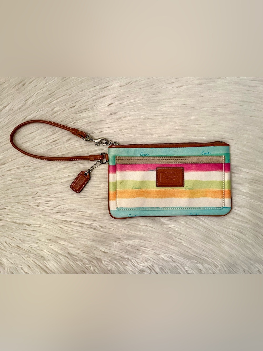 Coach Hampton Watercolor Stripe Wristlet